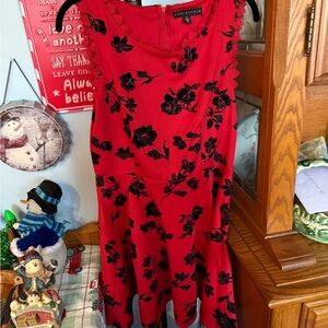 City Studio Red Dress with Black Floral Accents